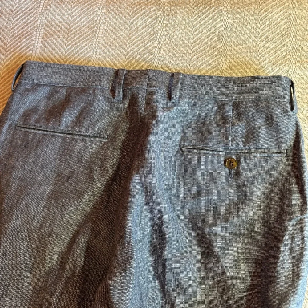 J. Crew Men's Linen Thompson Suit Pants, Straight Slim, Blue, 30x30